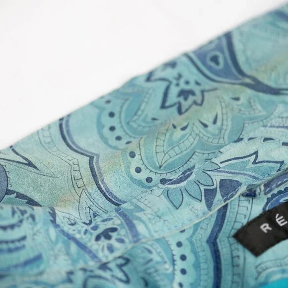 Revue Blue Suede Leather Paisley Blazer Shirt Jacket M Boho Western Y2K - Picture 10 of 10